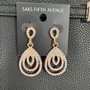 Saks Fifth Avenue Gold and Rainbow Teardrop Earrings
